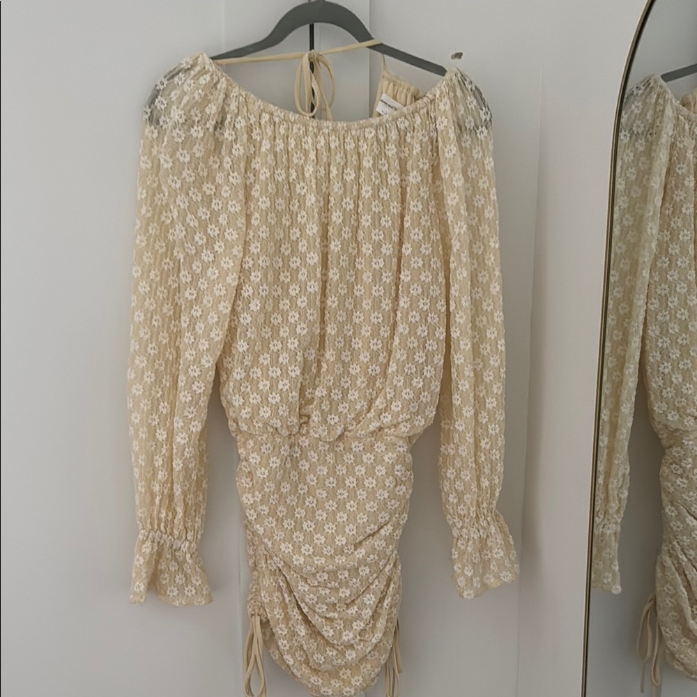 Lovers + Friends Cream Textured Floral Dress